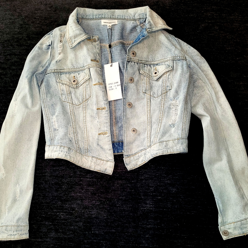 Dance & Marvel- Puff Sleeve Denim Jacket- faded blue- Small
